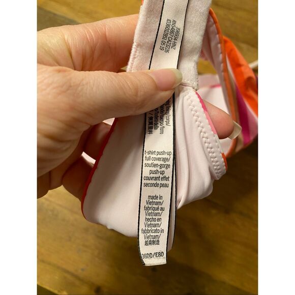 Victoria’s Secret 36DD T-shirt push-up full coverage bra multicolor striped pink - Picture 5 of 6